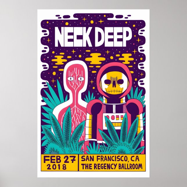 Neck Deep REPRODUCTION Gig Poster Matte  Art (Front)
