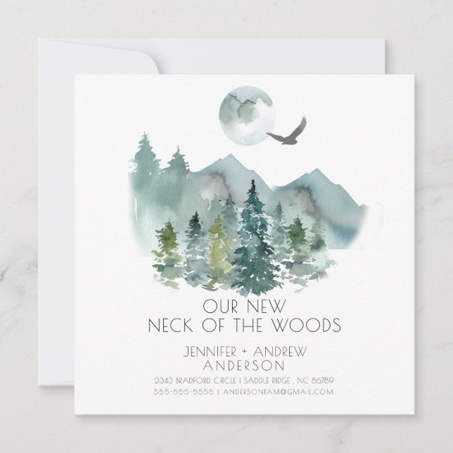 Neck of the Woods | Modern Moving Announcement (Front)
