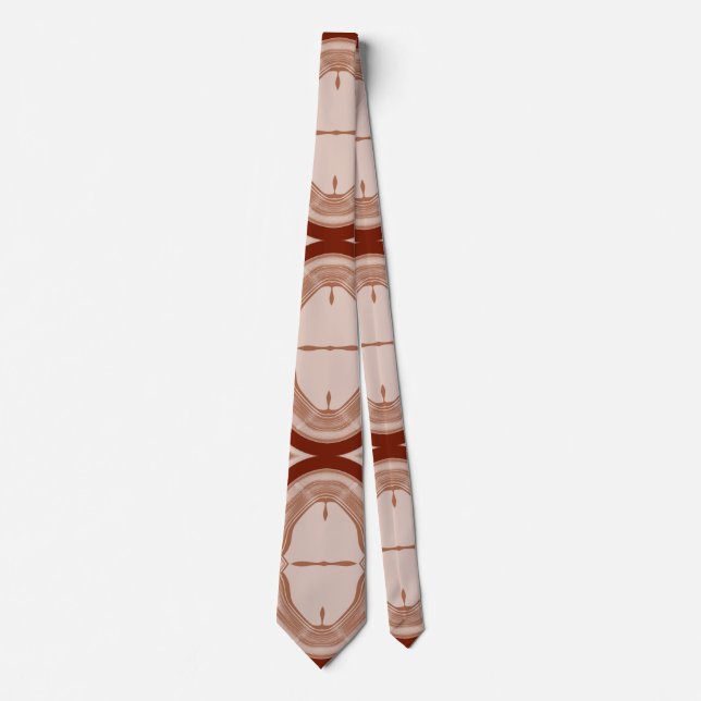 Neck Tie, Brown colour fabric print pattern design Tie (Front)