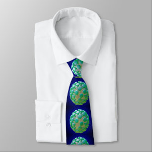 Neck tie - Coronavirus  Green on Blue