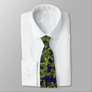 Neck Tie - E. coli (green with navy background)