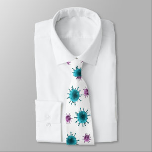 Neck Tie - Flu Virus Images (blue/purple on white)