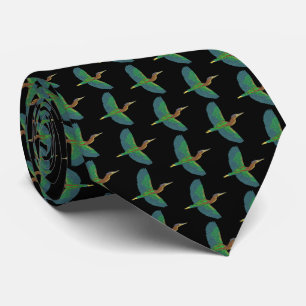 Neck Tie - Green Heron (black)