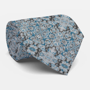 Neck Tie - Grey/Blue Nasturiums