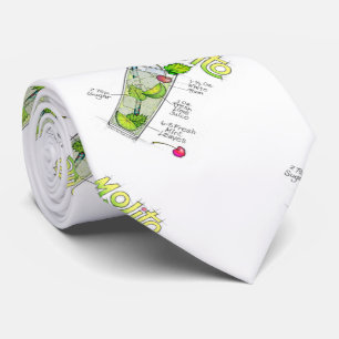 NECK TIE - MOJITO RECIPE COCKTAIL ART