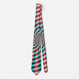 Neck Tie  Turquoise and Red Spiral Rays