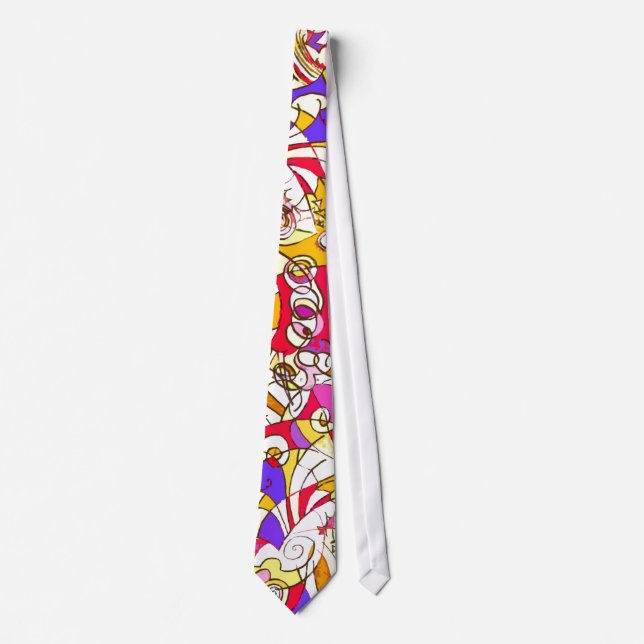 Neck Tie with Colourful Cubist Design (Front)