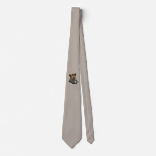 neck tie with grizzly bear