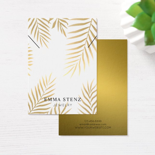 Necklace Display Card • Gold Foil Palm Leaves (Desk)