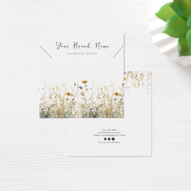 Necklace Display Card • Watercolor Wildflowers (Desk)