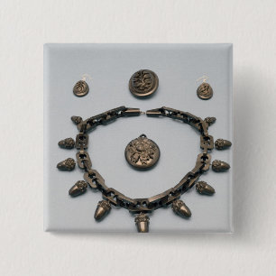 Necklace, earrings, brooch and pendant, c.1870 15 cm square badge
