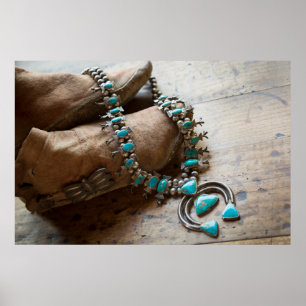 Necklace for sale, Santa Fe, New Mexico. USA Poster