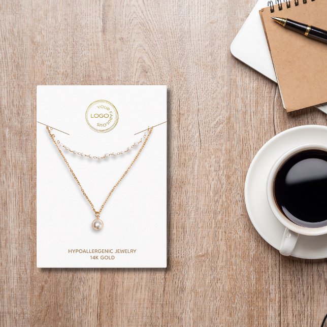 Necklace Holder Display Add Your Logo White Business Card (Creator Uploaded)