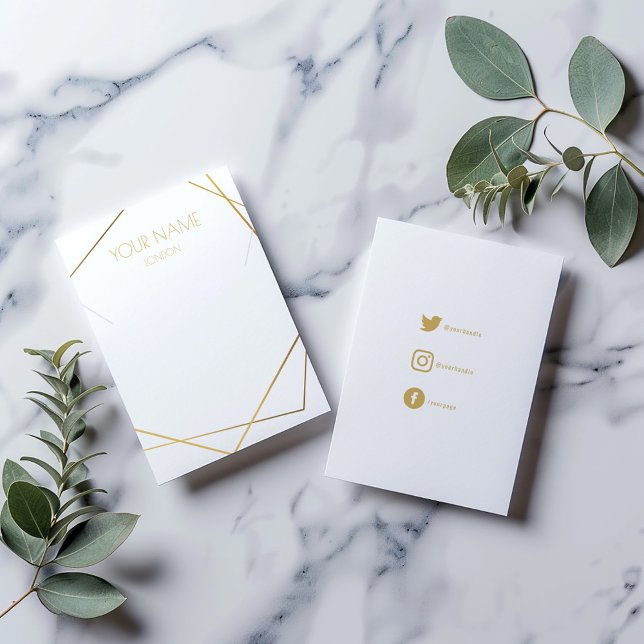 Necklace or bracelet social icons display card (Gold geometric frame, simple and modern necklace or bracelet display holder)