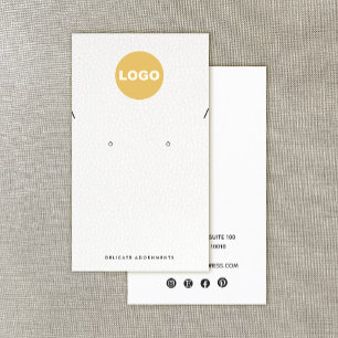  Necklace Stud Earring White leather Add Logo Business Card