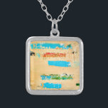 Necklace with original beachy art on charm<br><div class="desc">Neckolace with coastal colours of original beachy art painting</div>