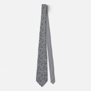 Necktie "Botanical Floral Grey Black Elegant Mens"