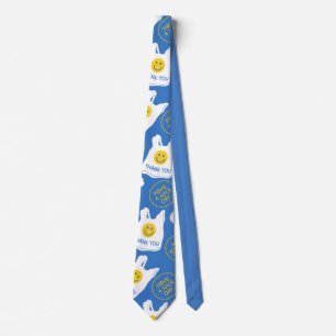 Necktie Have A Nice Day Happy Face Thank You Blue