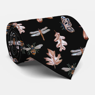 Necktie Nature Pattern black and copper