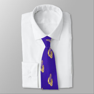 Necktie Royal Blue with Leaves & Lavender 