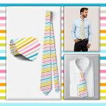 NECKTIE - Stripes in a Rainbow of Colours<br><div class="desc">An image featuring stripes of many rainbow colours is featured on this attractive men's Necktie (shirt and model not included). The image covers the entire front and back of the tie. ►It cannot be removed or replaced from the front (see NOTE below) but can be repositioned for a different look....</div>