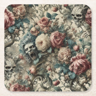 Necromancy of the Gnashed – Gothic Victorian Square Paper Coaster