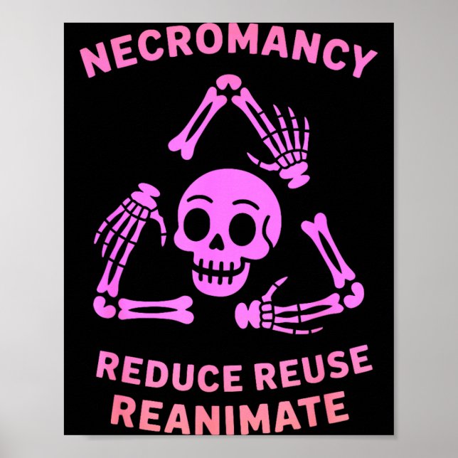 Necromancy Reduce Reuse Reanimate Skeleton Design  Poster (Front)