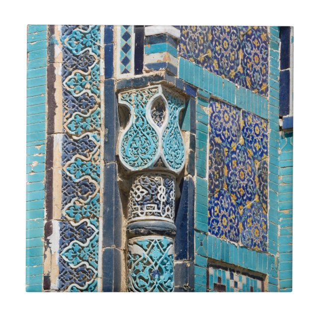 Necropolis of Shah-i-Zinda in Samarkan, Uzbekistan Ceramic Tile (Front)