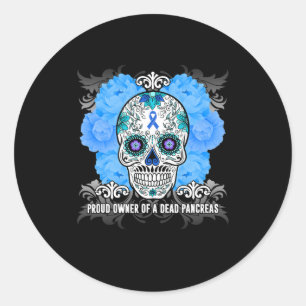 Necrotising Pancreatitis Np Awareness Skull Blue D Classic Round Sticker