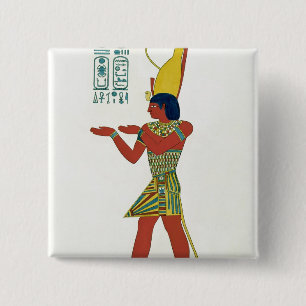 Nectanebo I wearing the double crown 15 Cm Square Badge