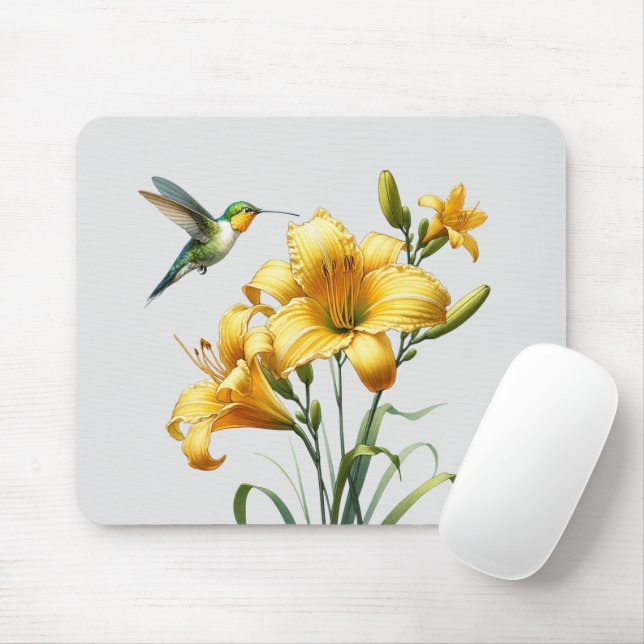 Nectar Blaster: Hummingbird & Lily Mousepad (With Mouse)