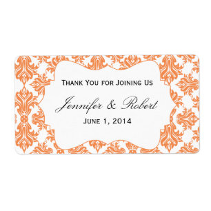 Nectarine and White Damask Water Bottle Label