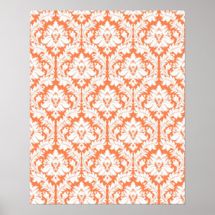 Nectarine Orange Damask Poster