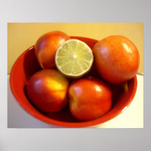 Nectarines and a Lime Poster