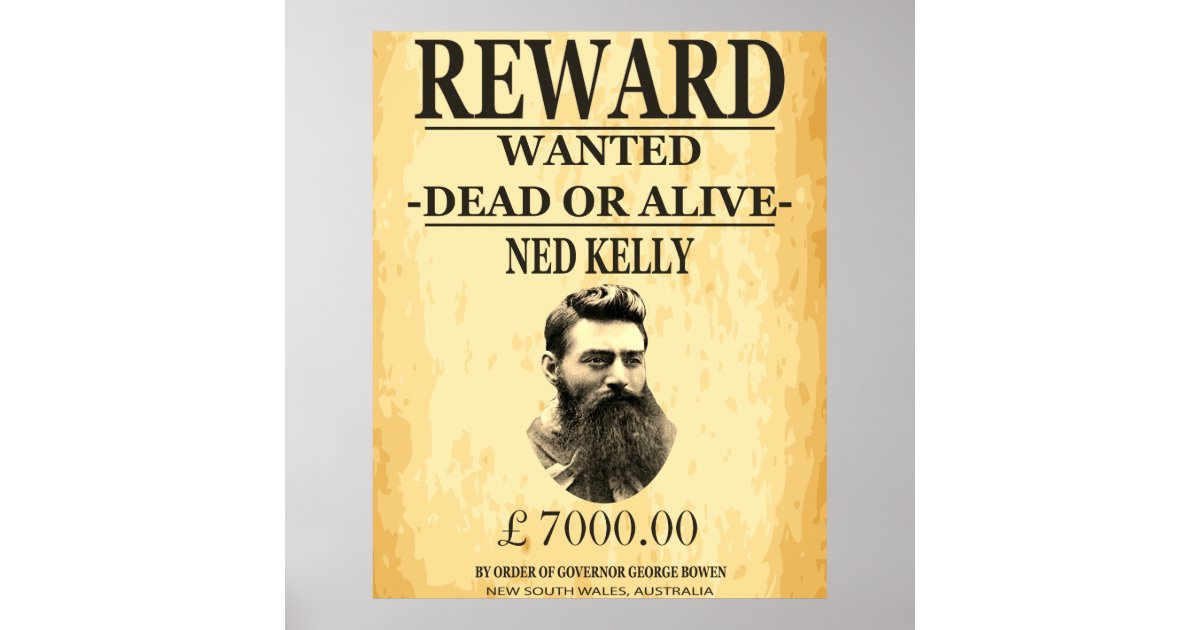 Ned Kelly Bushranger Australia Outlaw Wanted Poster Zazzle Ned Kelly Bushranger Australia Outlaw Wanted Poster Zazzle