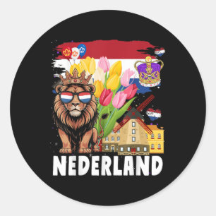 Nederland Flag Outfit Idea For Kids &amp; Koningsd Classic Round Sticker
