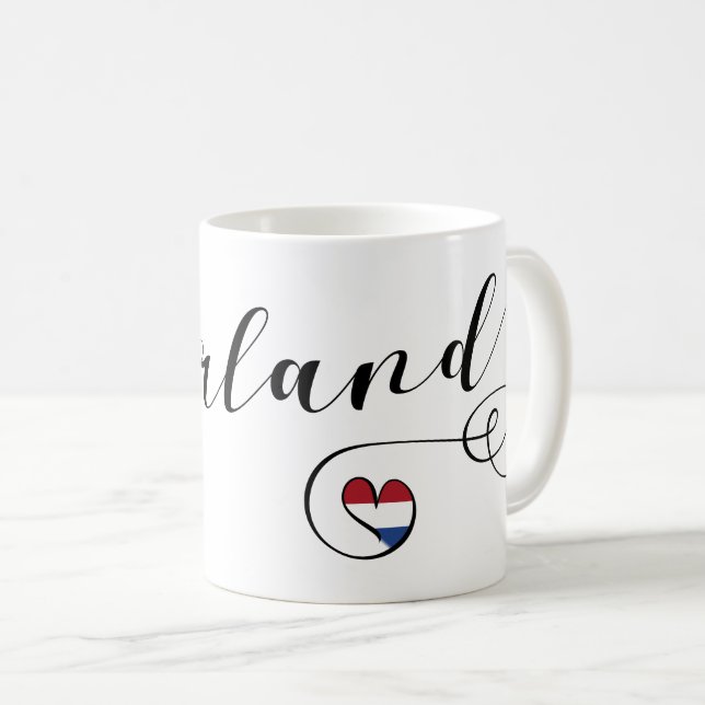 Nederland Heart Mug, Netherlands Coffee Mug (Front Right)