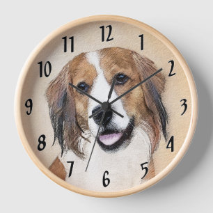 Nederlandse Kooikerhondje Painting - Dog Art Clock