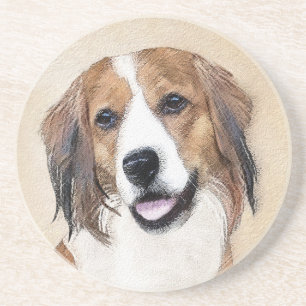Nederlandse Kooikerhondje Painting - Dog Art Coaster