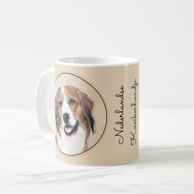 Nederlandse Kooikerhondje Painting - Dog Art Coffee Mug (Front Left)