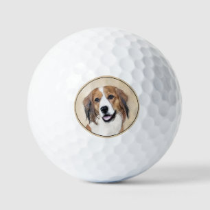 Nederlandse Kooikerhondje Painting - Dog Art Golf Balls
