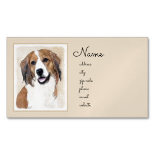Nederlandse Kooikerhondje Painting - Dog Art Magnetic Business Card