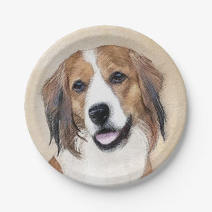 Nederlandse Kooikerhondje Painting - Dog Art Paper Plate