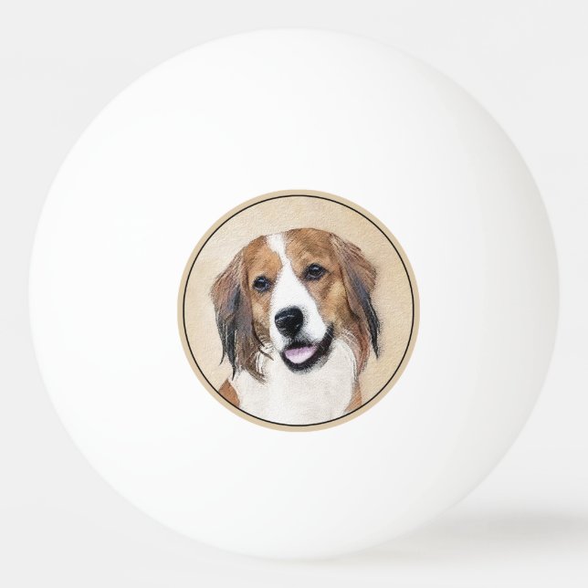Nederlandse Kooikerhondje Painting - Dog Art Ping Pong Ball (Front)