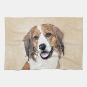 Nederlandse Kooikerhondje Painting - Dog Art Tea Towel