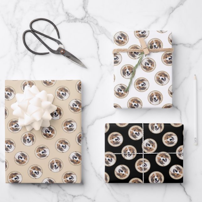 Nederlandse Kooikerhondje Painting Pet Dog Art Wrapping Paper Sheet (Front)