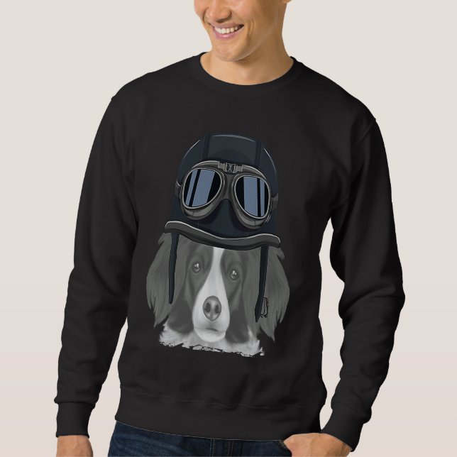 Nederlandse Kooikerhondje Wearing Vintage Motorcyc Sweatshirt (Front)