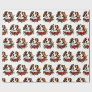 Nederlandse Kooikerhondje withChristmas Bow Wrapping Paper