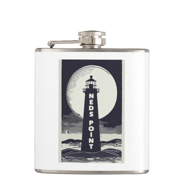 Ned's Point Lighthouse Massachusetts Moon Hip Flask (Front)