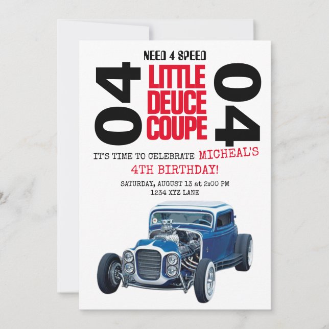 NEED 4 SPEED Deuce Coupe Car Birthday invitation (Front)